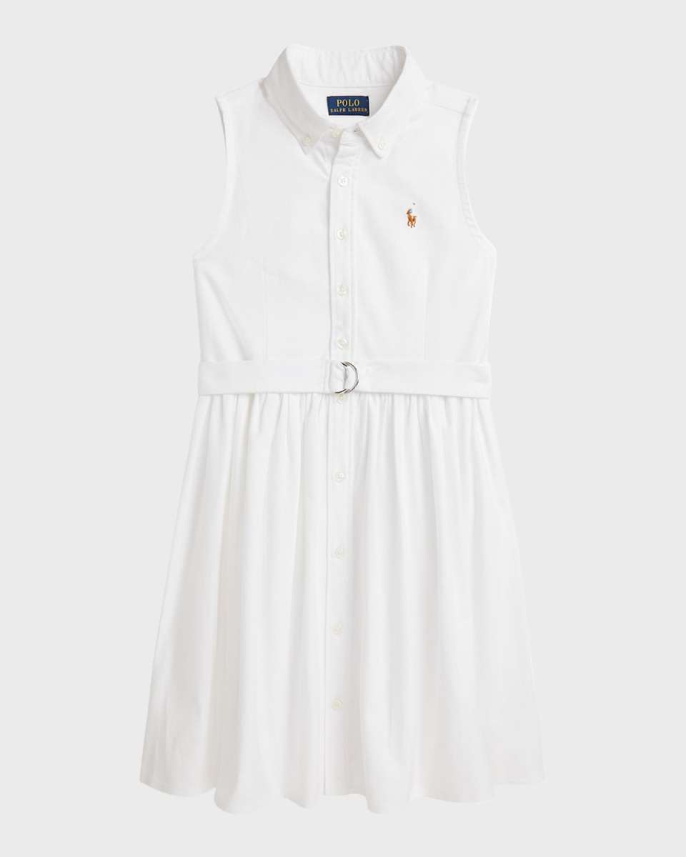 Girl's Classic Oxford Belted Dress W/ Bloomers, Size 3M-24M